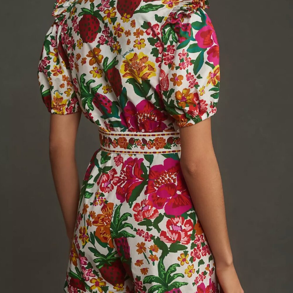 FARM Rio White Floral Cotton Romper with Pink, Orange & Green Florals - Picture 13 of 13